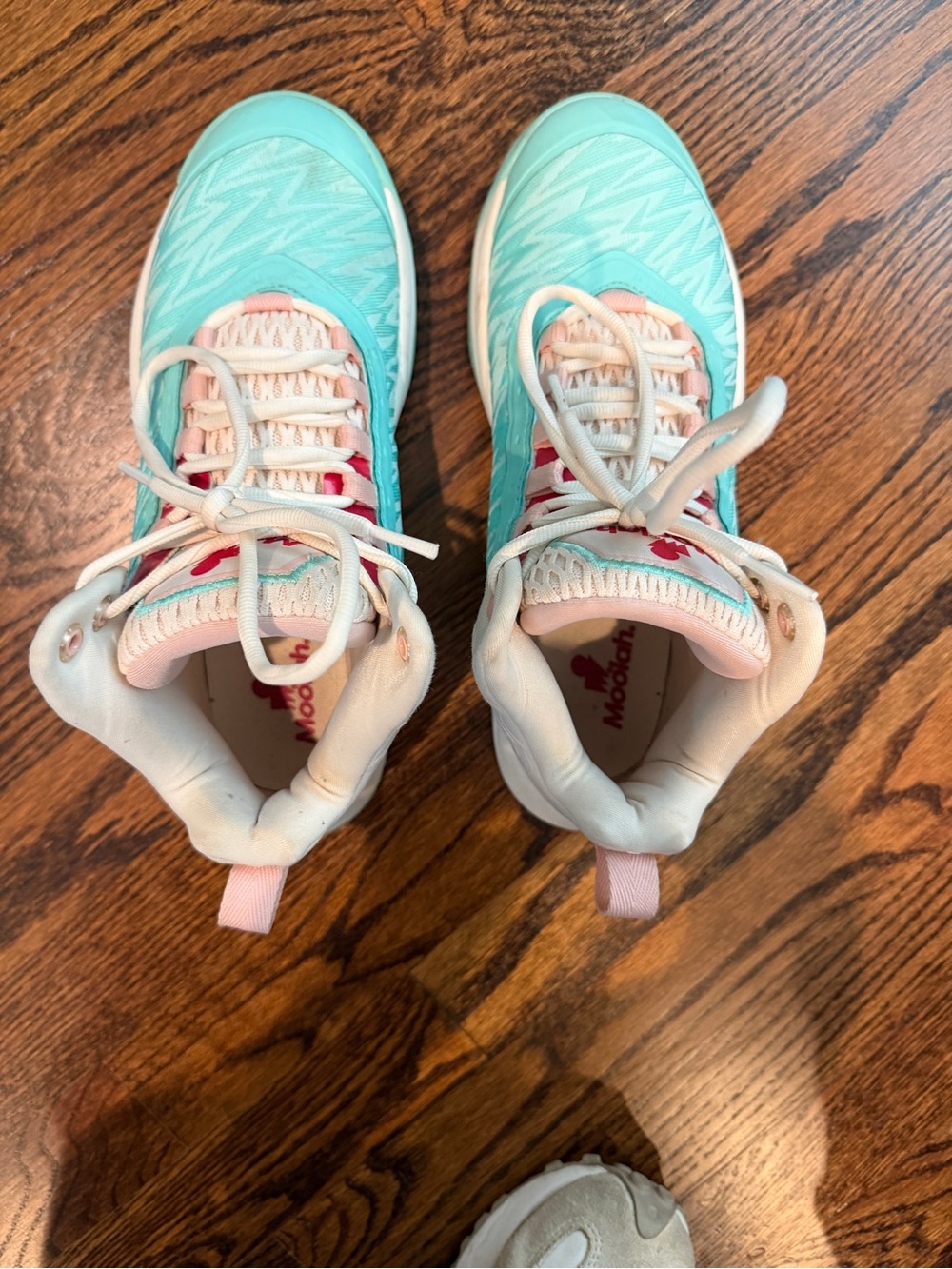 Moolah Girls’ Basketball Aqua and Pink Sneakers